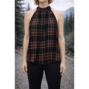 J.Crew Tartan Plaid Halter Top Tie Neck Sleeveless Blouse Women's Size 10